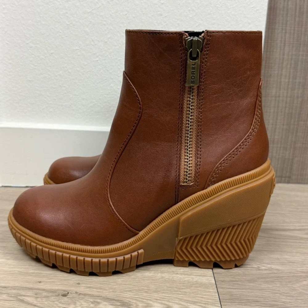 NWOB Sorel Brown‎ Ona Ave Zip Wedge Ankle Bootie